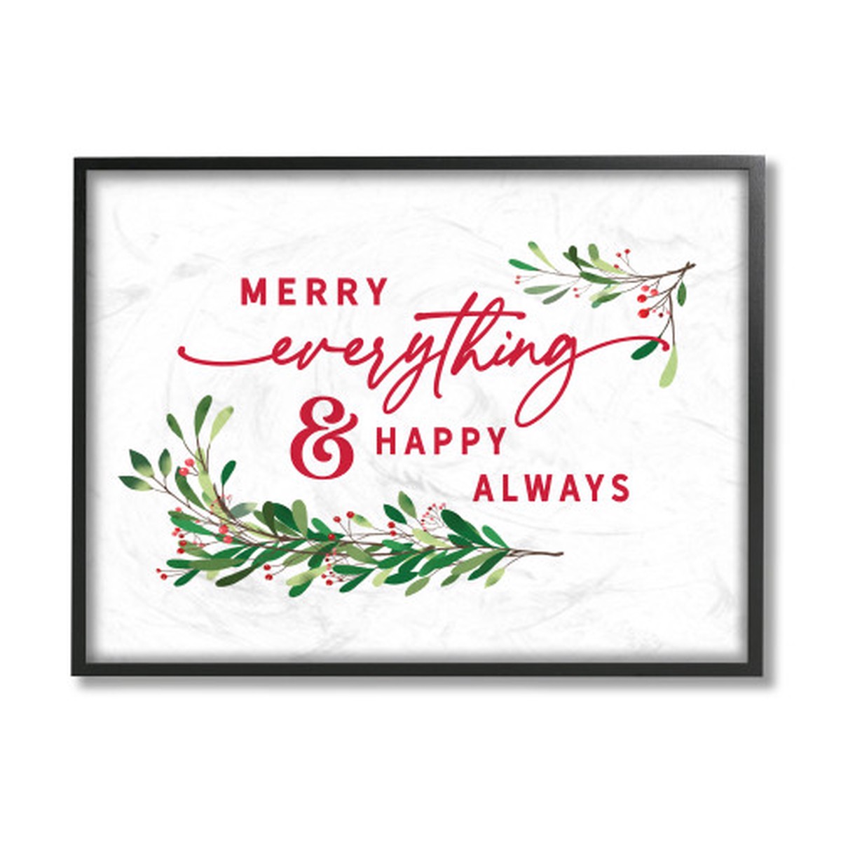 White and Red "Merry Everything Happy Always" XXL Framed Christmas Wall Art 30" x 24"