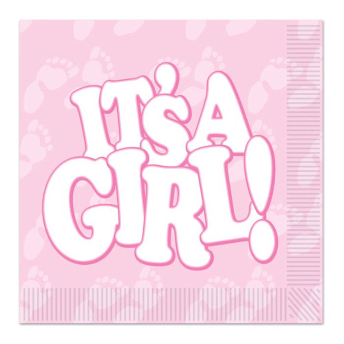 2-Ply Disposable IT'S A GIRL Luncheon Party Napkins - 6.5" - Pink and White - Pack of 192