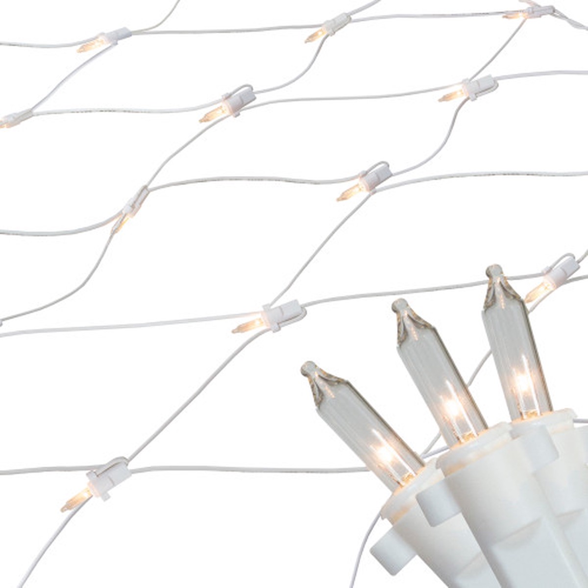 2' x 8' Clear Mini Net Style Column Wrap Christmas Lights - White Wire
