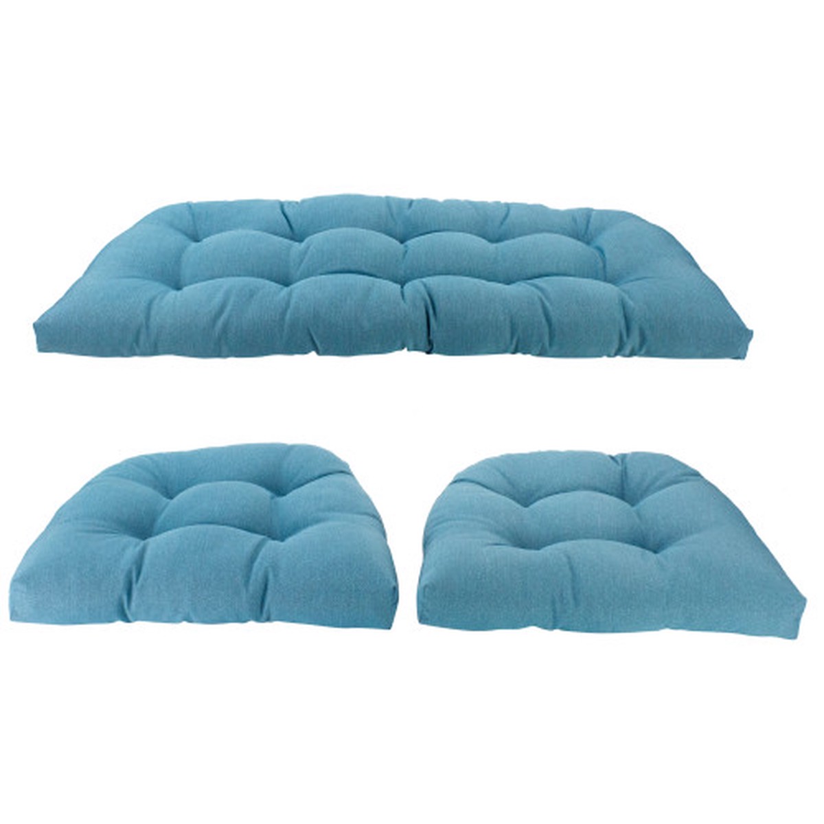 3-Piece Wicker Furniture Cushion Set, Blue