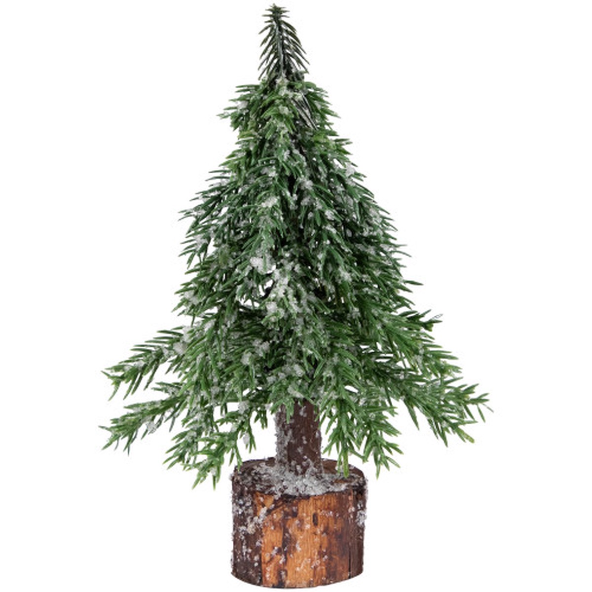 7.5" Frosted Icy Pine Tree with Log Base Christmas Decoration