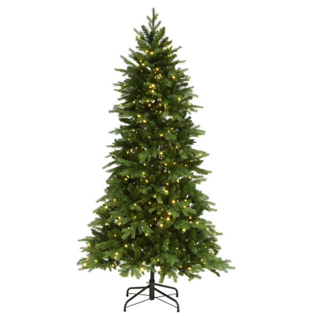 7.5 Pre-Lit Medium Green River Spruce Artificial Christmas Tree, Multicolor LED Lights