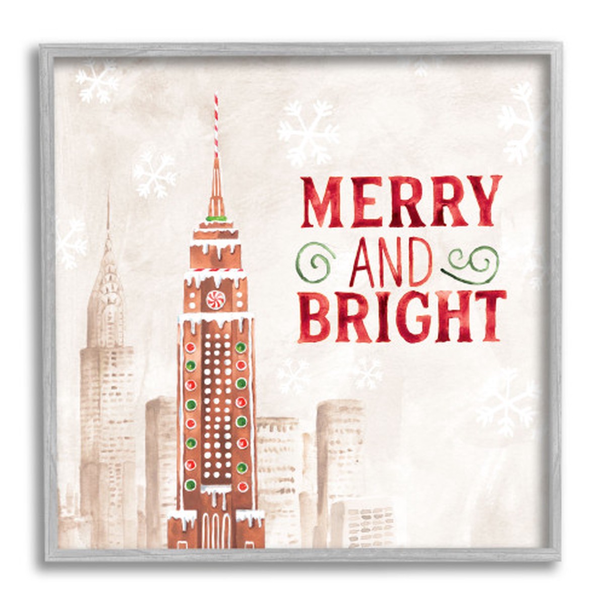Brown Gingerbread Architecture Cityscape Gray Rustic Framed Wall Art 12" x 12"