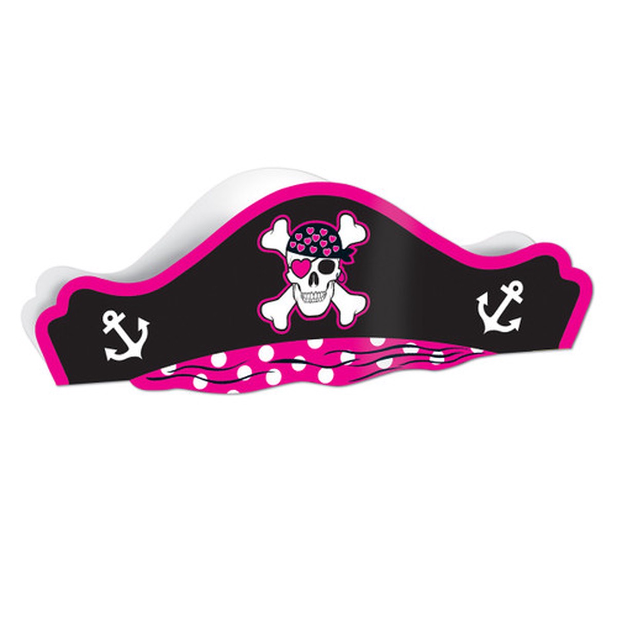 Club Pack of 48 Pink and Black Pirate Hat Costume Accessories