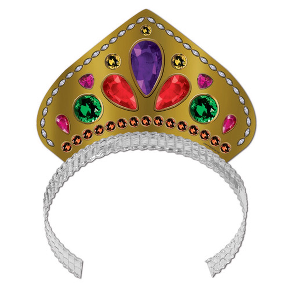 Club Pack of 72 Gold and White Jeweled Tiara Party Crown - One Size