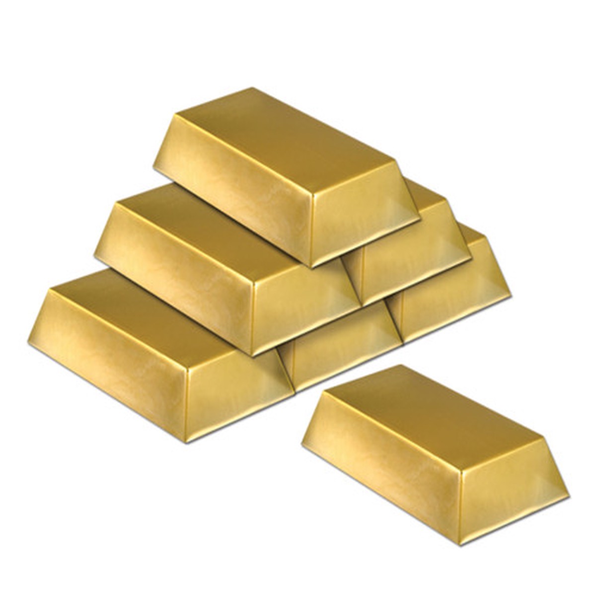 Club Pack of 72 Gold Nugget Bar Pirate or Western Themed Party Decors 7"
