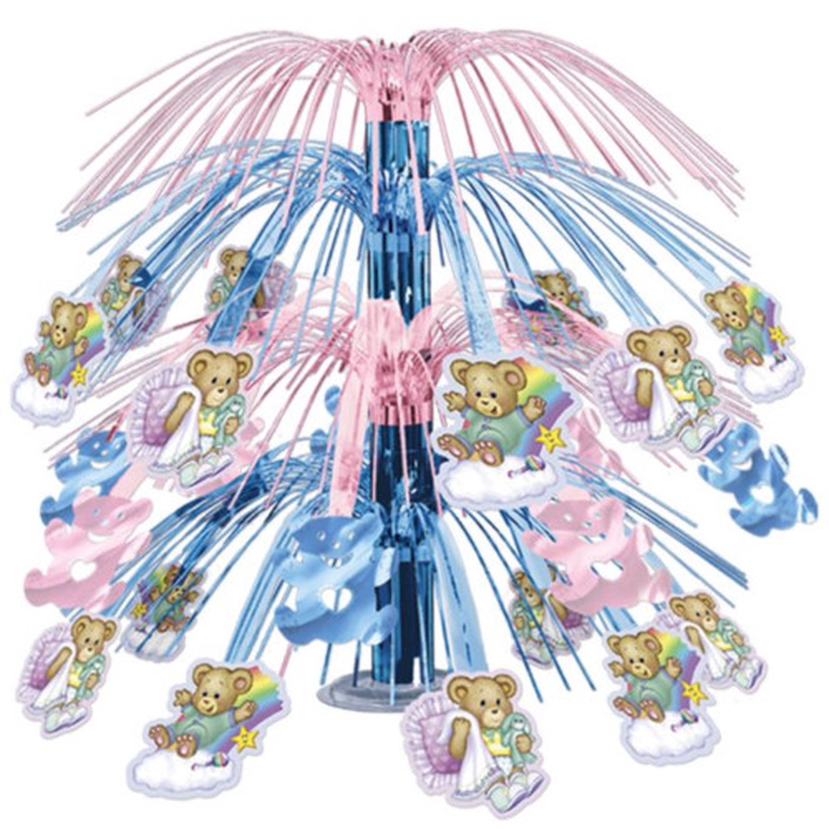 Cuddle Time Metallic Cascading Party Centerpiece - 18" - Pink and Blue - Pack of 6