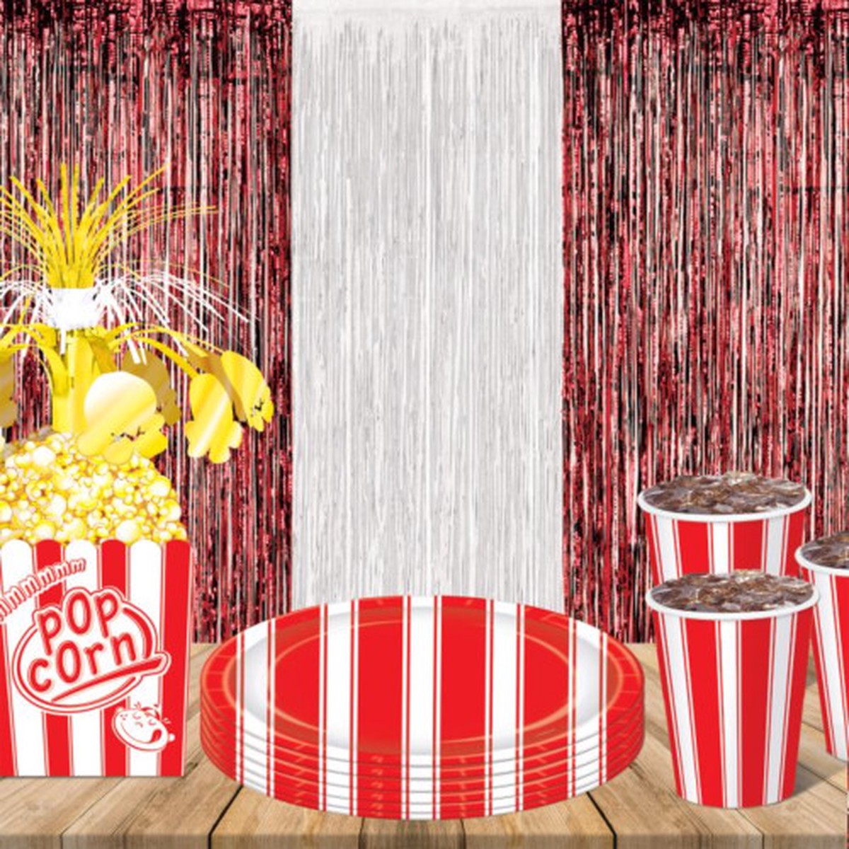 Disposable Striped Circus Party Dinner Plates - 9" - Red and White - Pack of 96