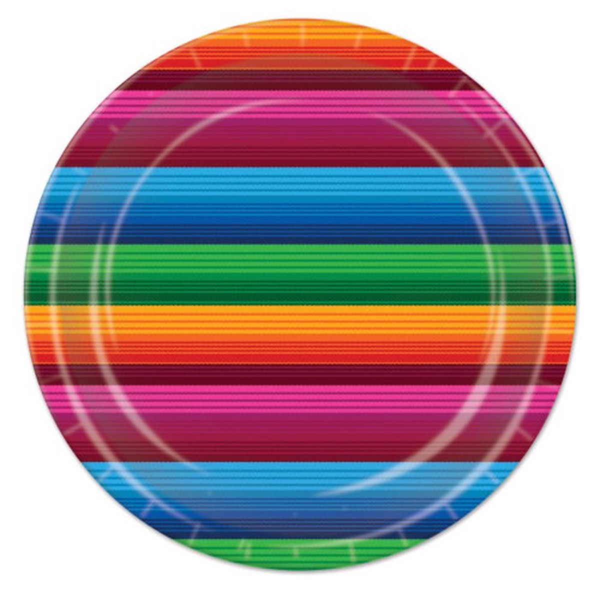 Disposable Striped Plastic Party Banquet Dinner Plates - 9" Multicolor - Pack of 96