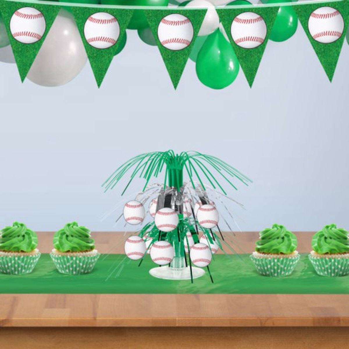 Mini Cascading Metallic Baseball Ball Party Centerpieces - 7.5" - Multicolor - Pack of 12