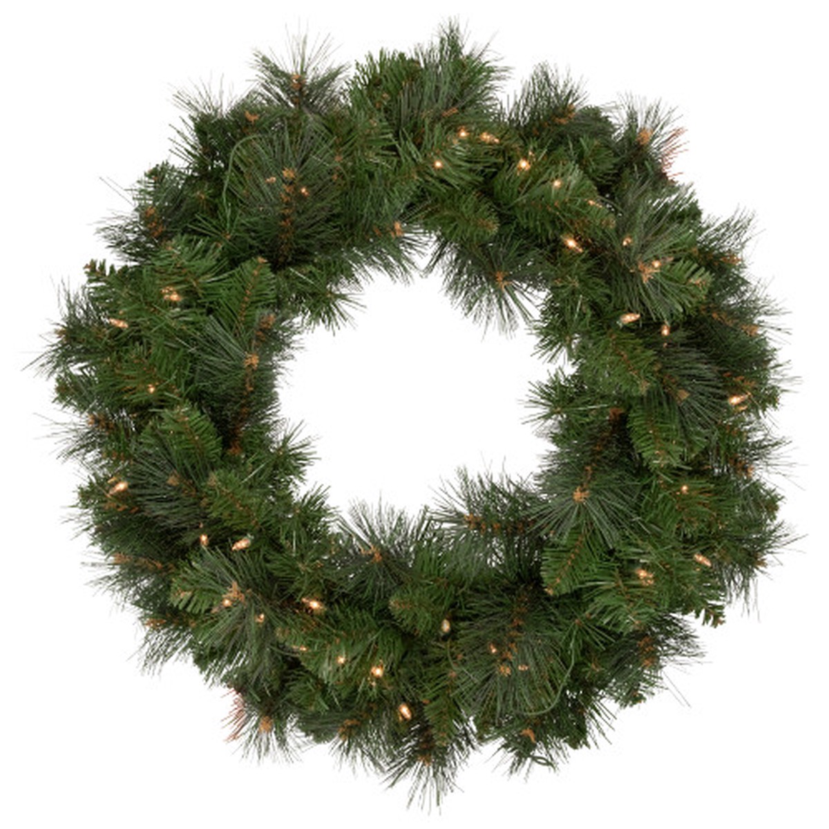 Mixed Beaver Pine Artificial Christmas Wreath - 24" - Clear Lights