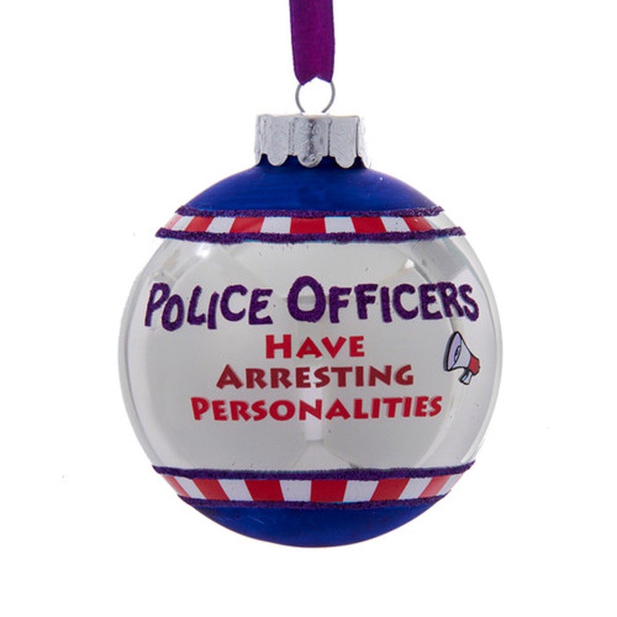 "Police Officers Have Arresting Personalities" Glass Christmas Ball Ornaments - 3.5" - Set of 3