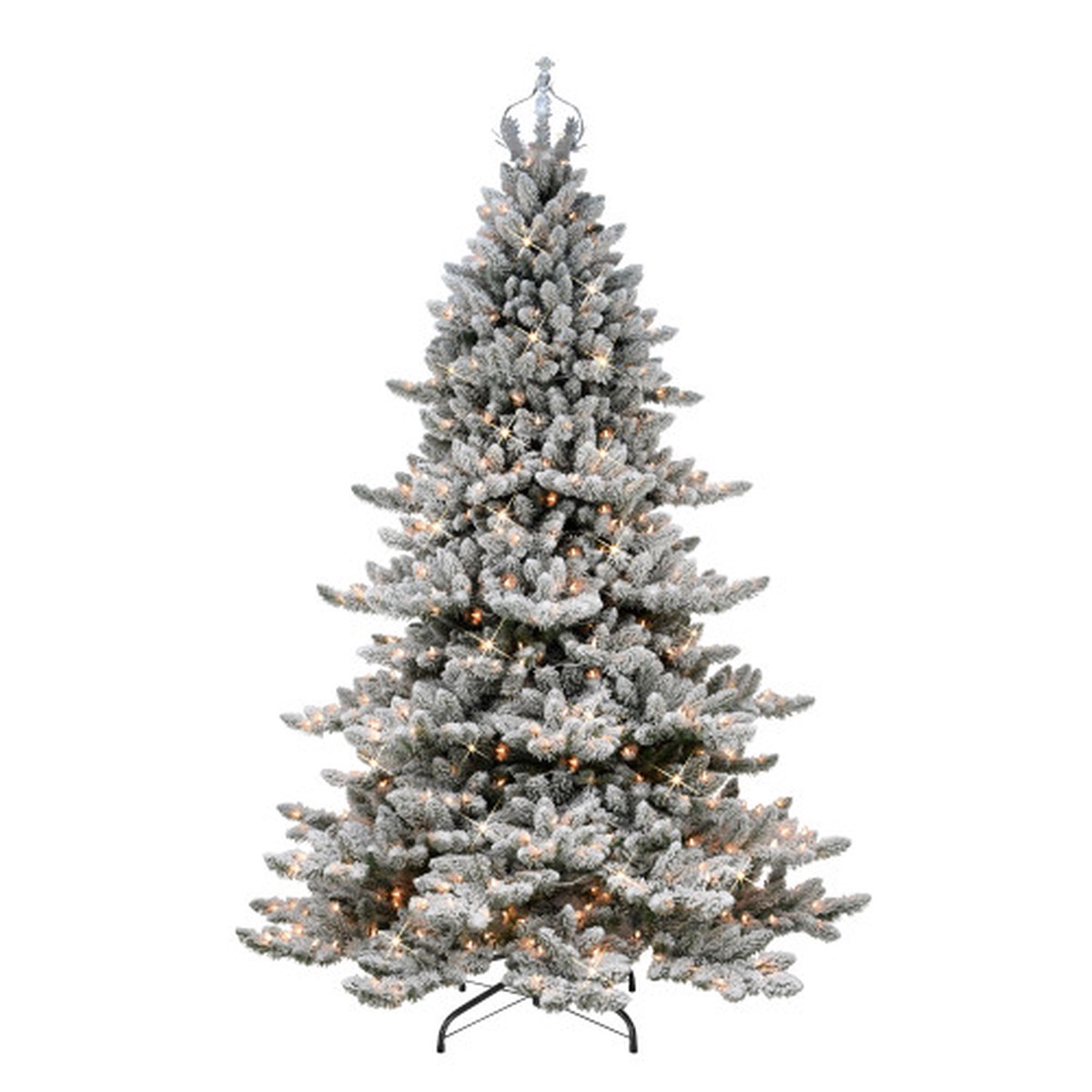 Pre-lit Flocked Spruce with Crown Artificial Christmas Tree - 7.5 - Clear Light