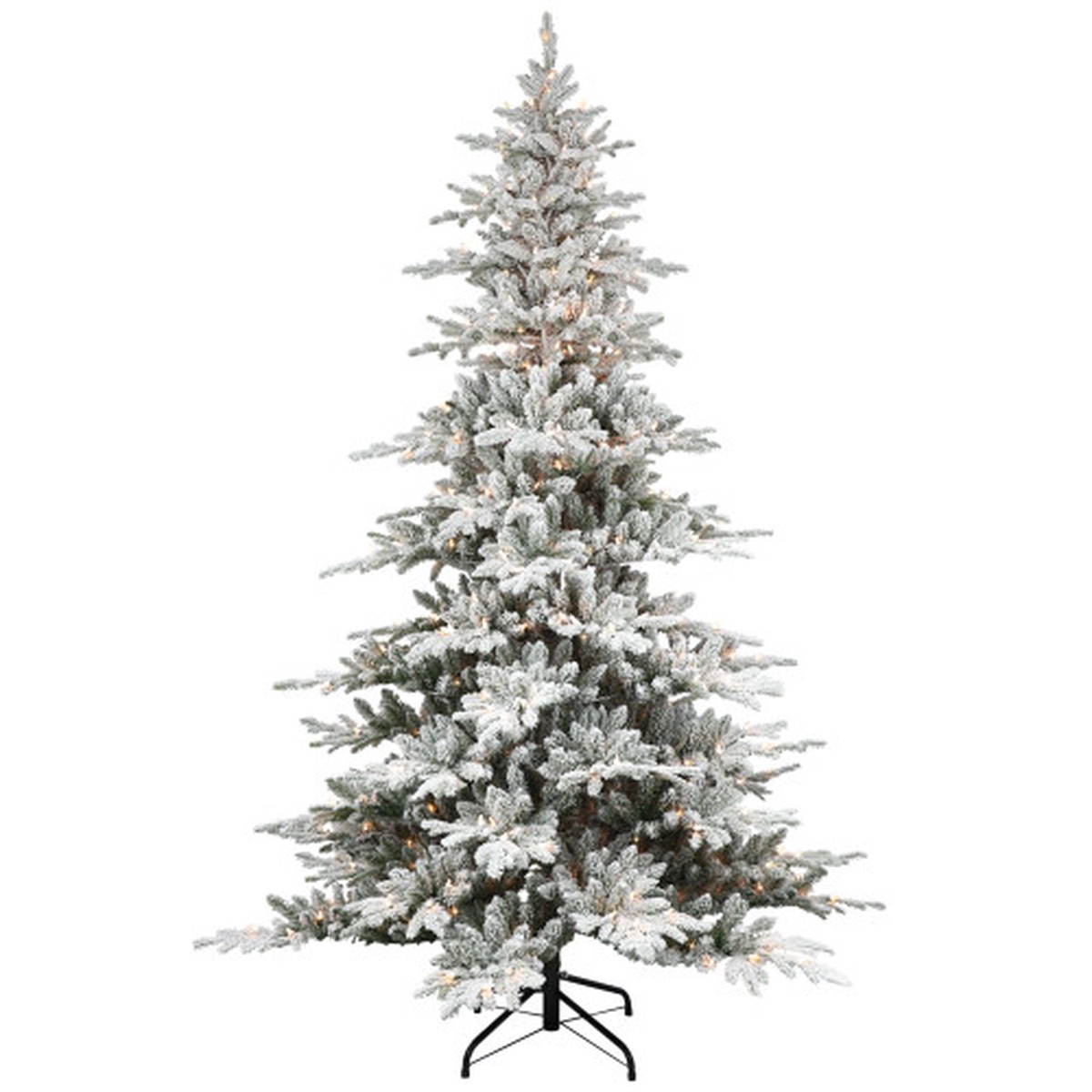 Pre-lit Full Flocked Utah Fir Artificial Christmas Tree - 7.5 - Clear Lights