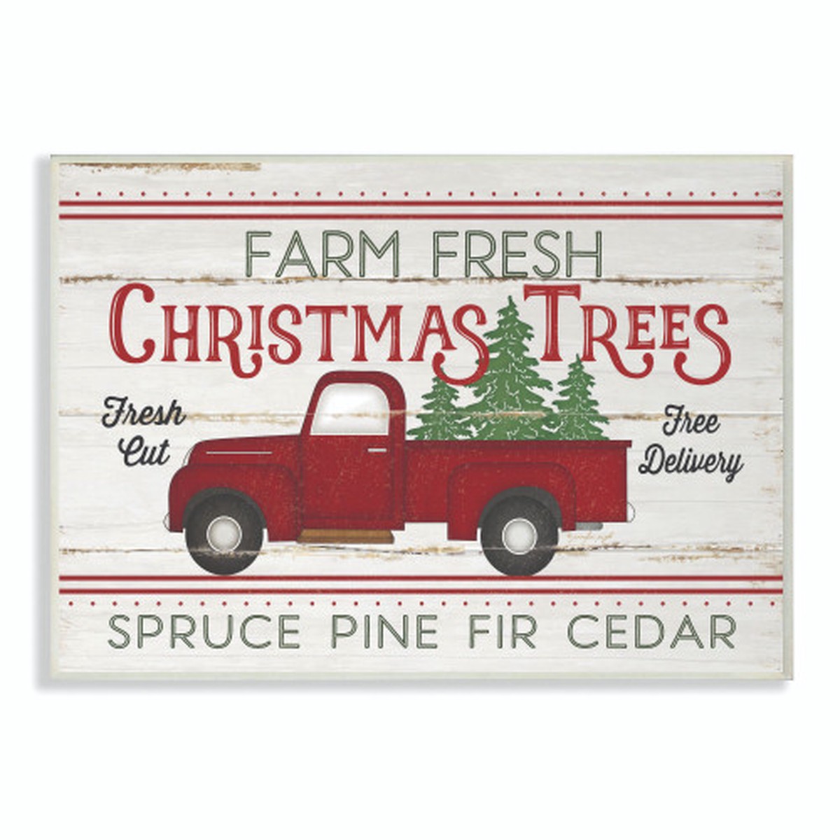 Red and Black Farm Fresh Christmas Trees Wall Plaque Art 10" x 15"