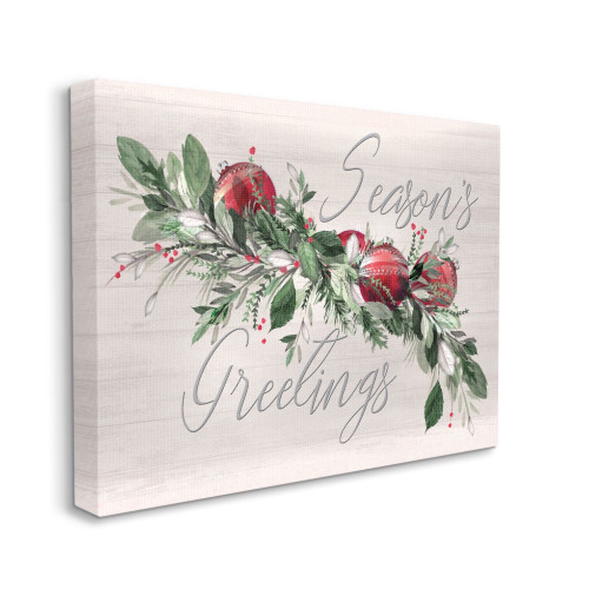 Red and Green Festive Ornaments Super Oversized Stretched Canvas Wall Art 36" x 48"
