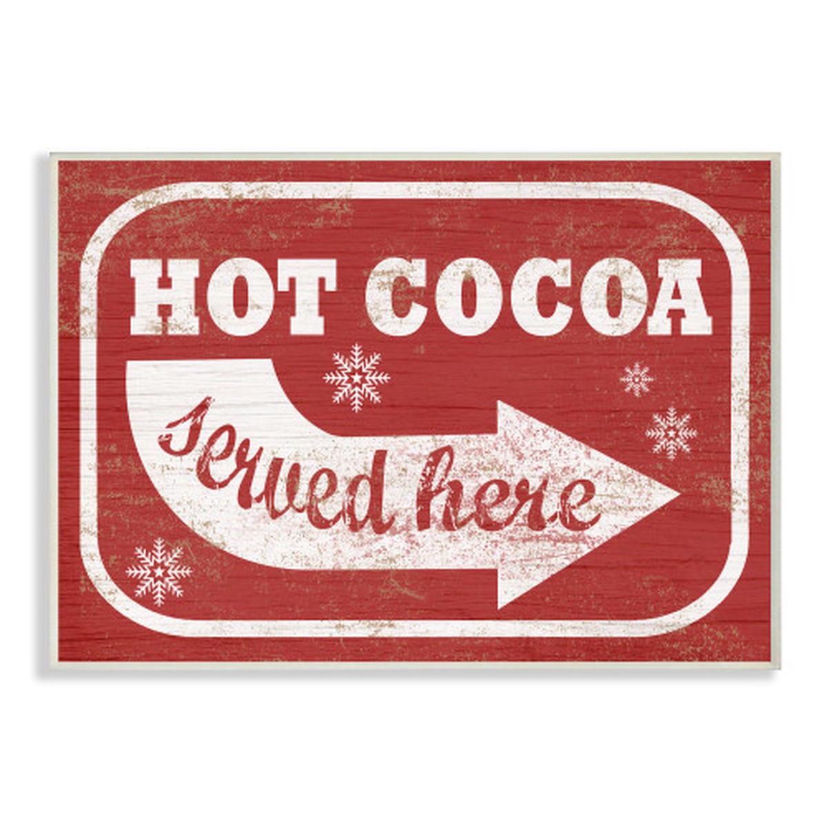 Red and White "Hot Cocoa Served Here" Christmas Wall Plaque Art 13" x 19"