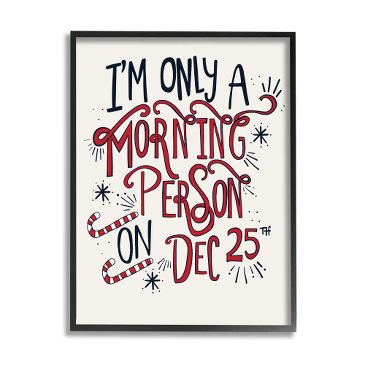 Red and White Morning Person Christmas Rectangular Framed Wall Art 20" x 16"