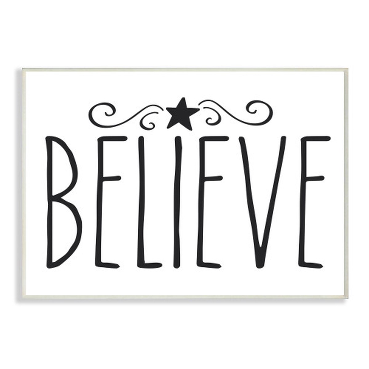 White and Black "Believe" Holiday Christmas Wall Plaque Art 13" x 19"