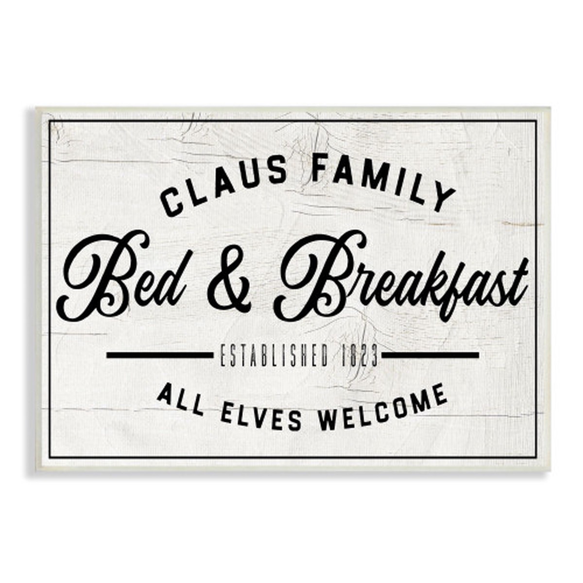 White and Black Claus Family Bed Breakfast Christmas Wall Plaque Art 15" x 10"