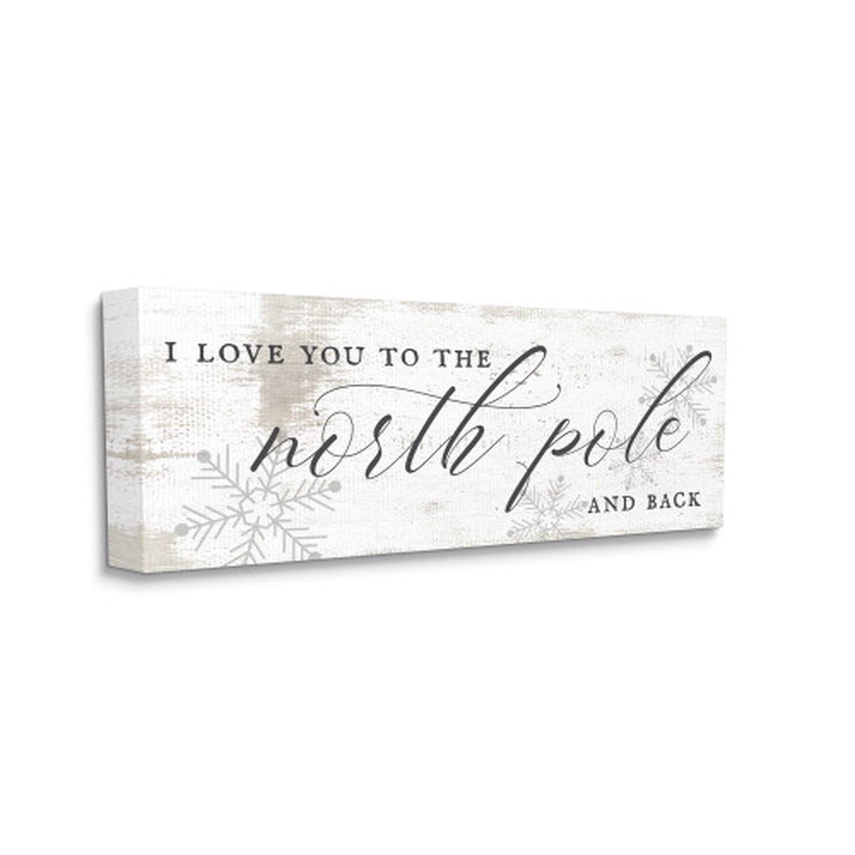 White and Black Love You to North Pole Christmas Rectangular Canvas Wall Art Decor 30" x 13"