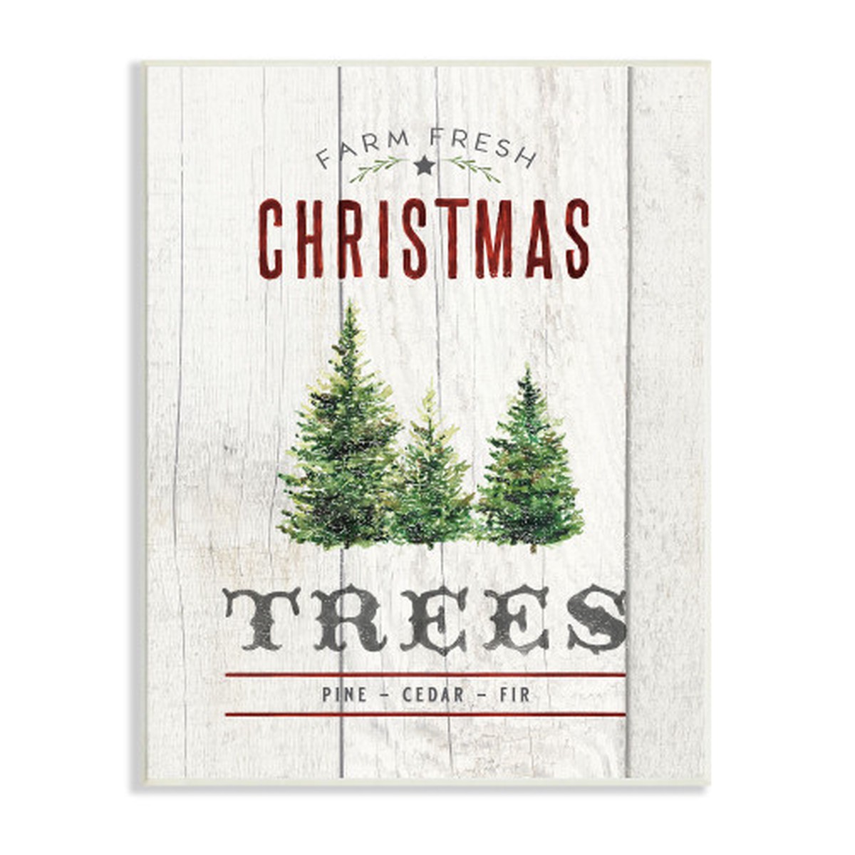 White and Green Christmas Trees Country Advertisement Oversized Wall Plaque Art 19" x 13"