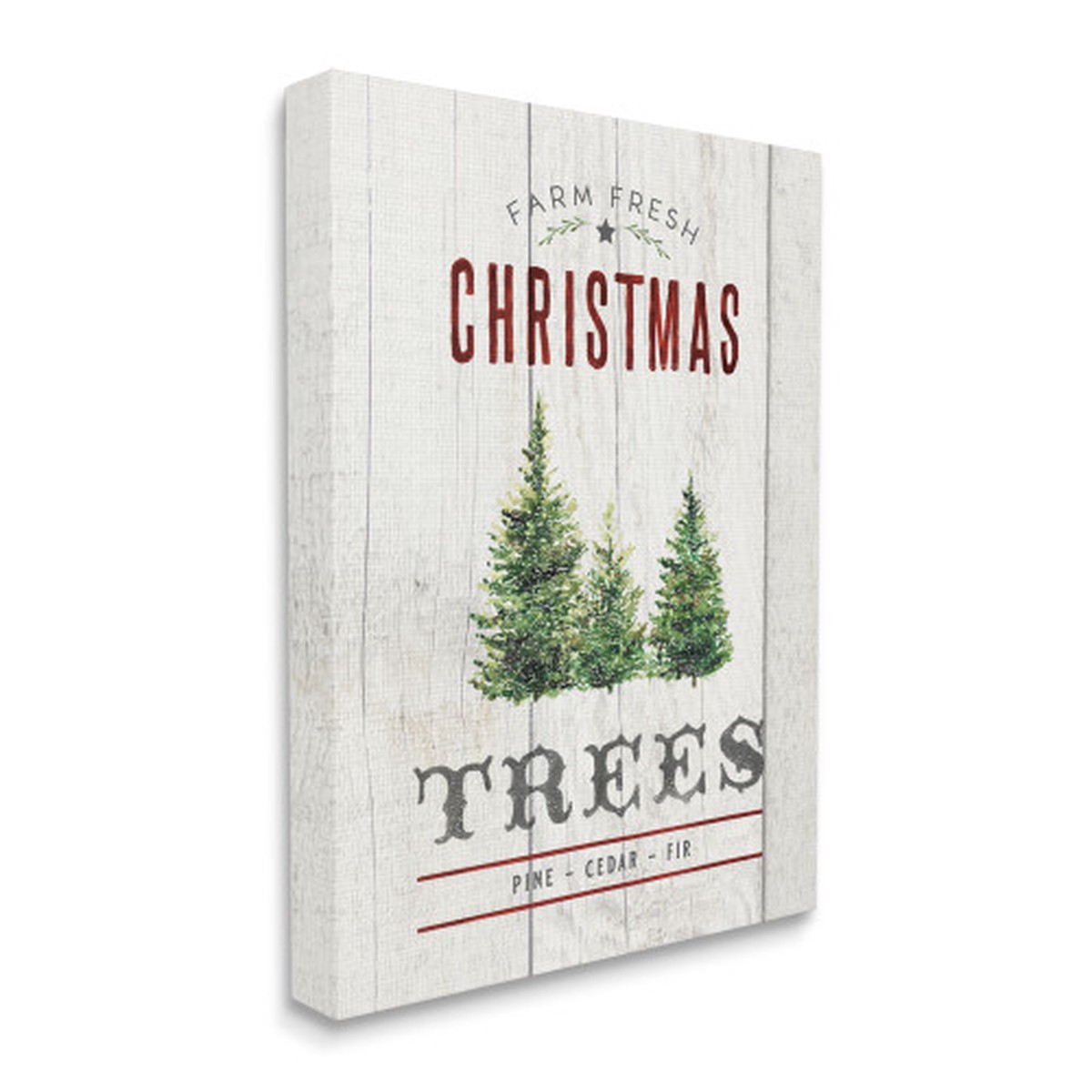 White and Green Christmas Trees Oversized Stretched Canvas Wall Art 30" x 24"