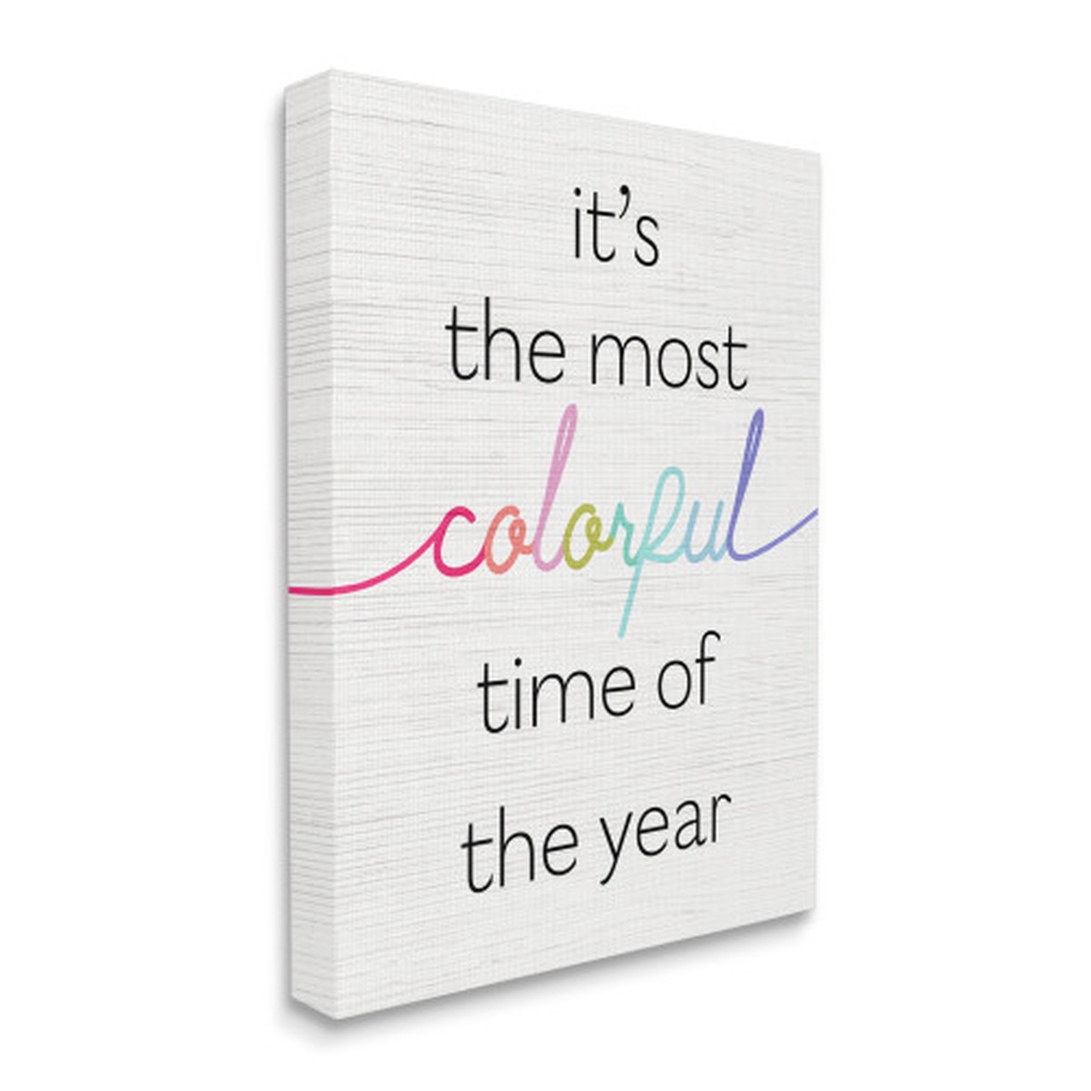 White and Pink Most Colorful Time Whimsical Holiday Stretched Christmas Wall Art 30" x 24"