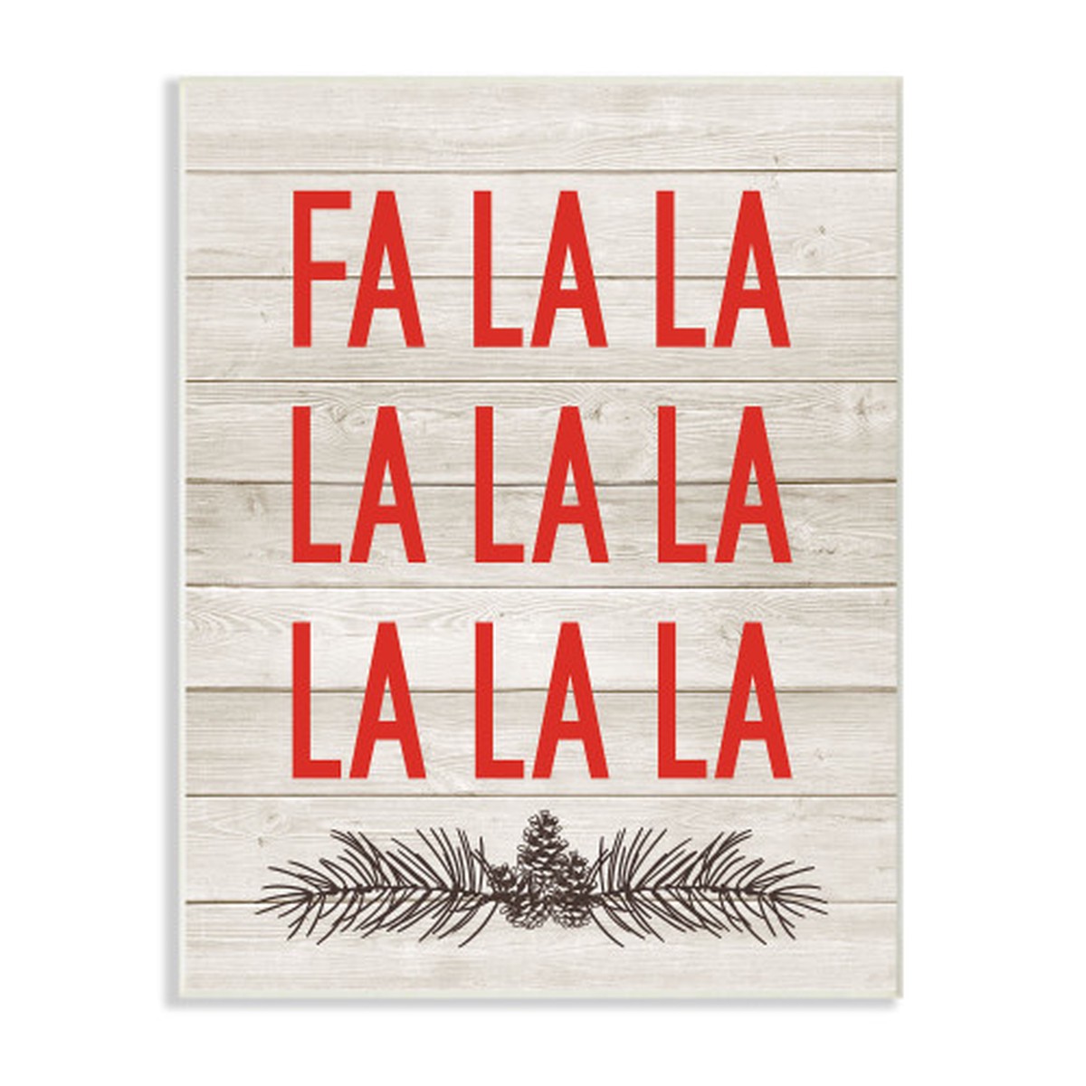 White and Red "Fa La La" Christmas Oversized Wall Plaque Art 19" x 13"