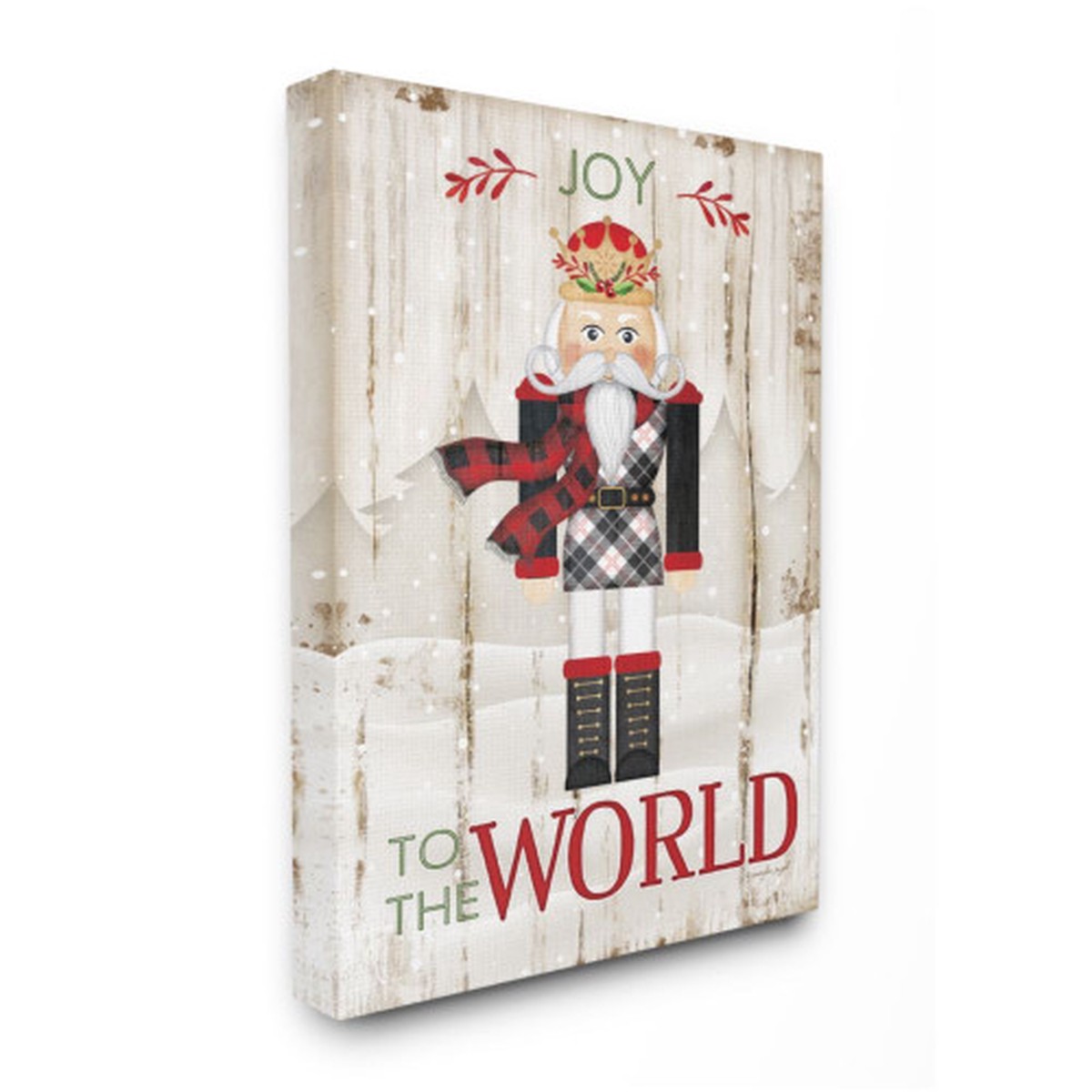 White "Joy to the World" Quote with Christmas Nutcracker Canvas Wall Art Decor 40" x 30"