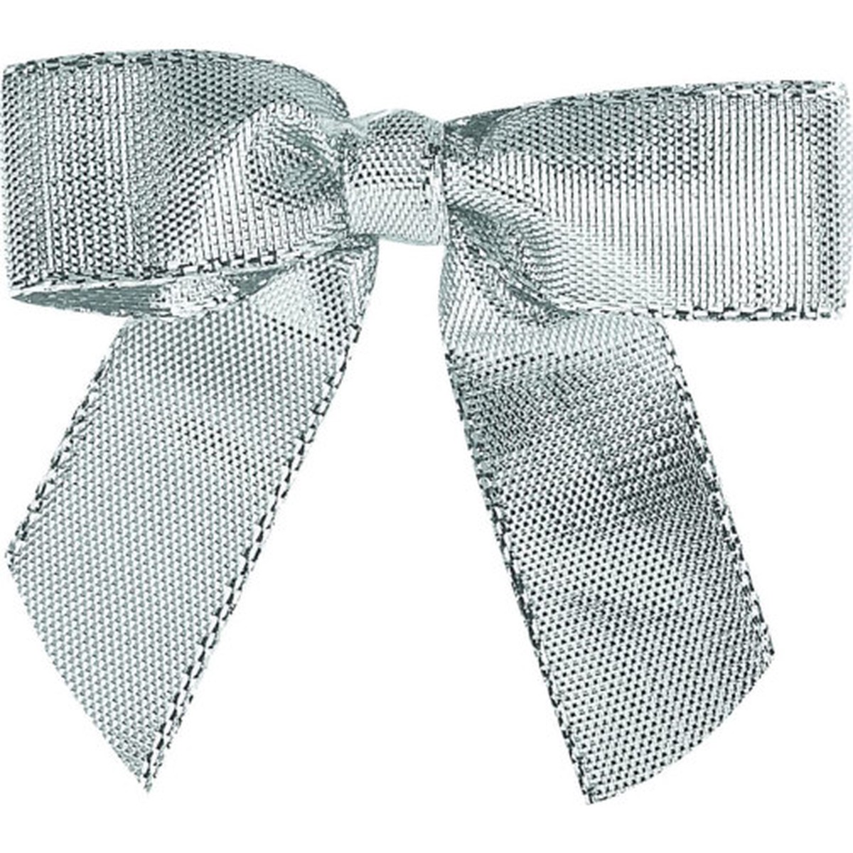 100pc Silver Metallic Lame Small Twist Tie Bows, 0.625"