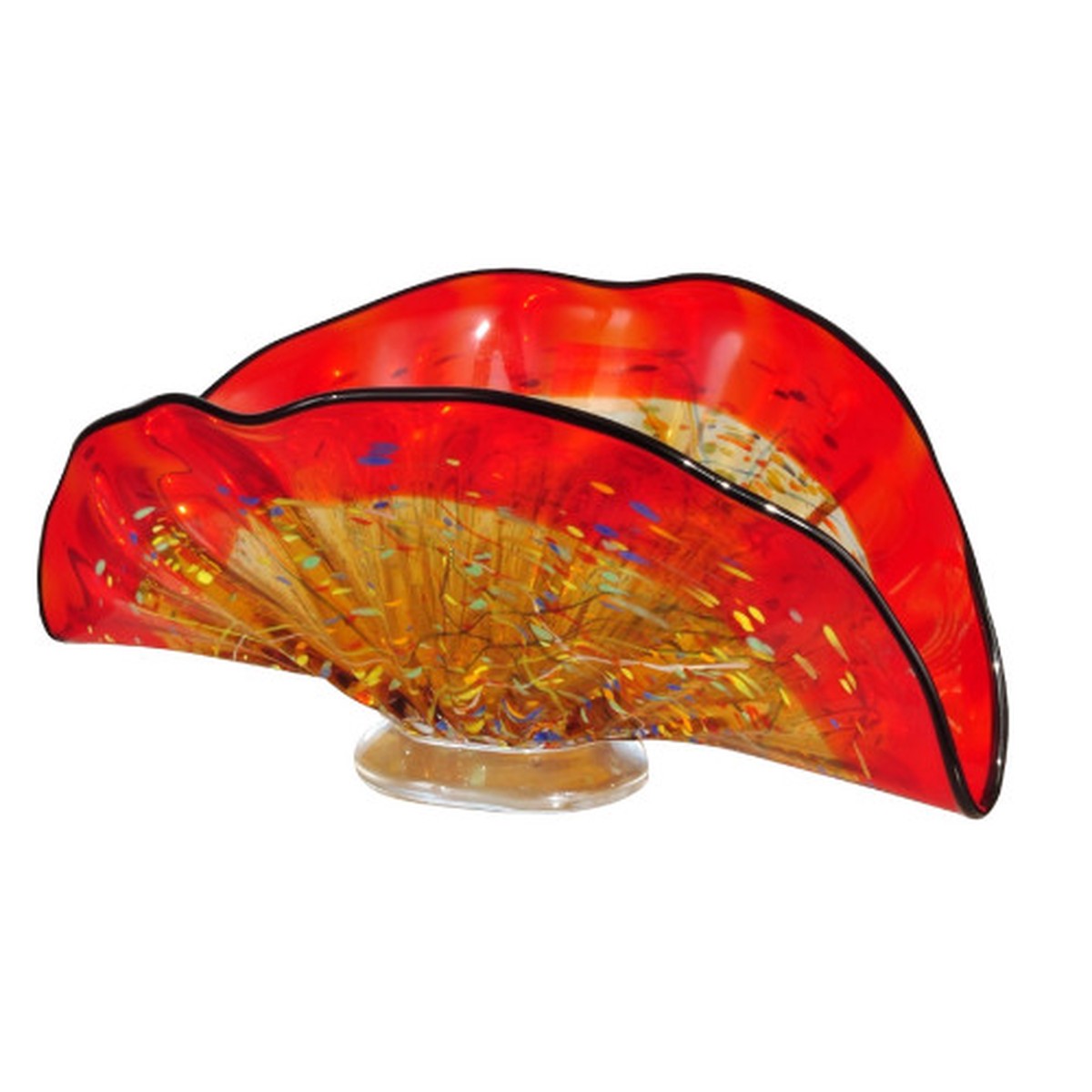 13.25" Indiana Hand Blown Glass Decorative Bowl