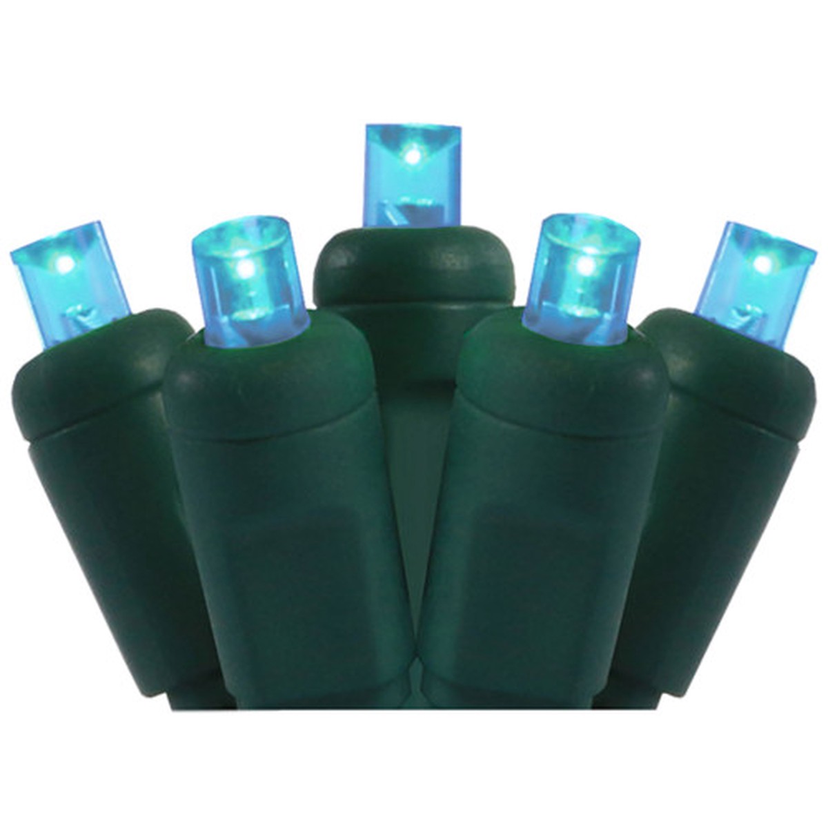 50 Aquamarine Blue LED Wide Angle Christmas String Lights - 25.17 ft Green Wire