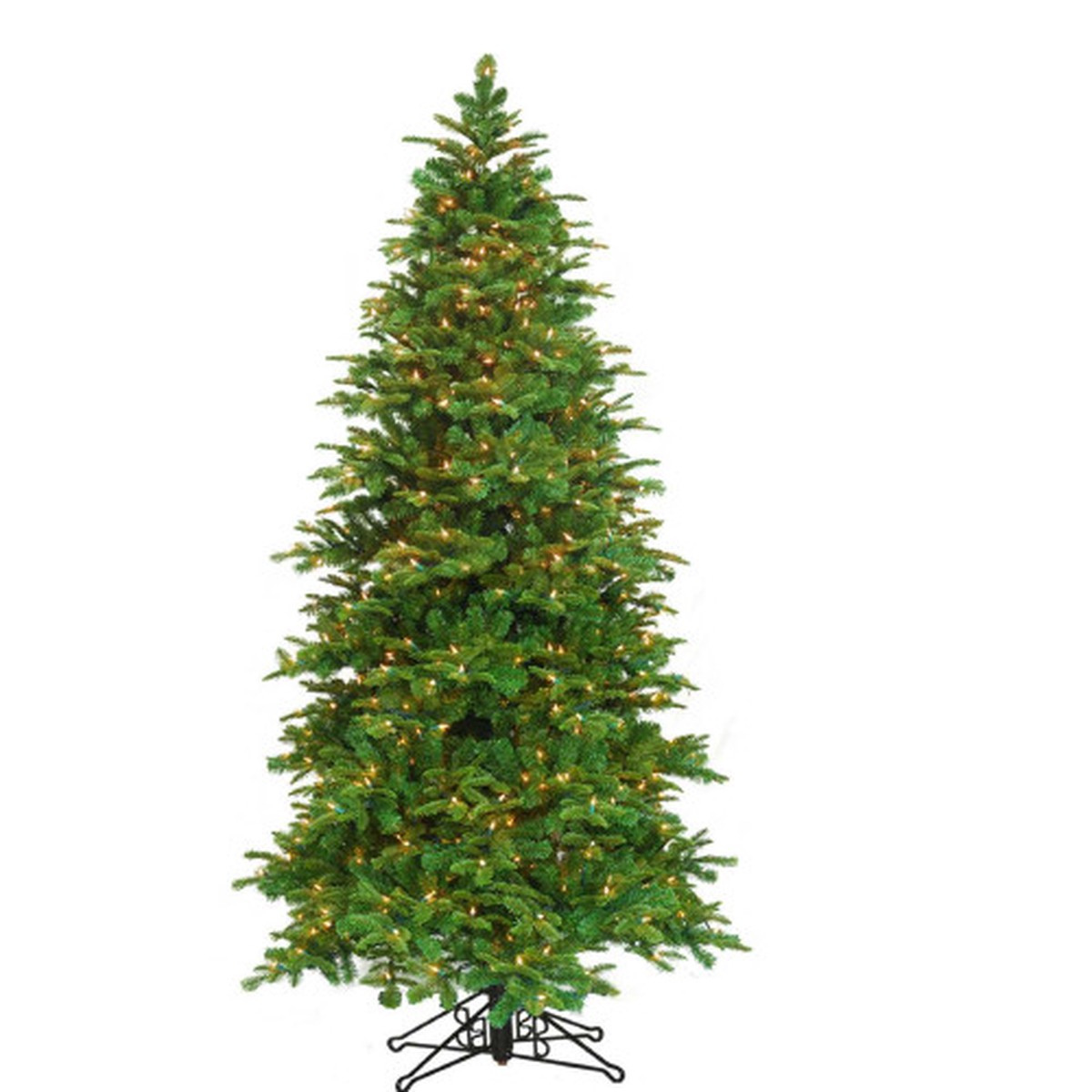 7.5' Pre-Lit Slim Tiffany Pine Deluxe Artificial Christmas Tree, White Lights