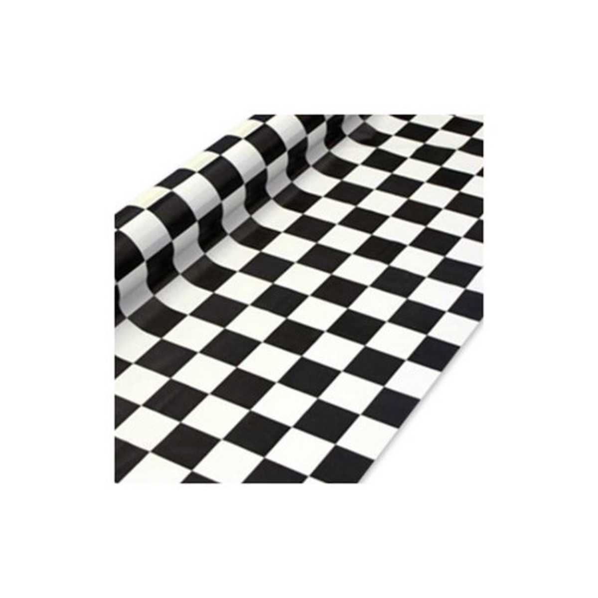 Checkered Disposable Plastic Banquet Party Table Roll - 100' - Black and White