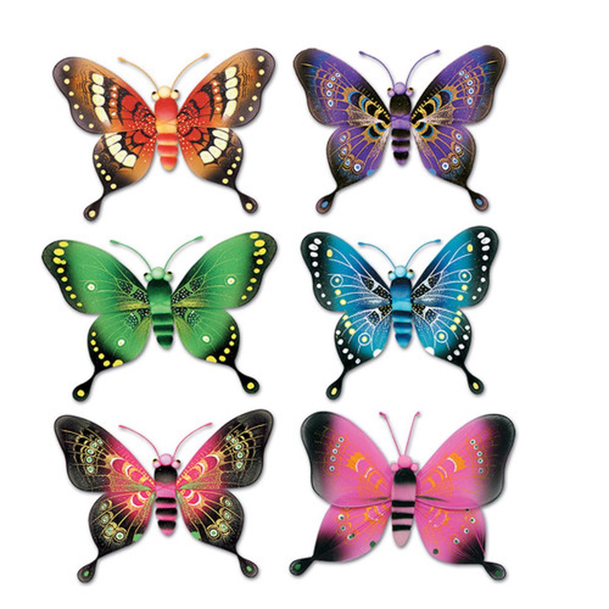 Club Pack of 12 Pink and Green Majestic Butterfly Hanging Party Decor 5"
