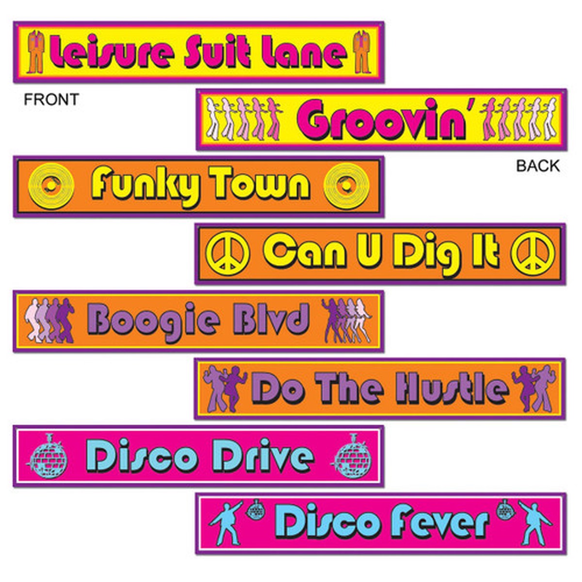 Club Pack of 48 Pink and Yellow Retro 70's Disco Street Sign Cutout Decors 24"