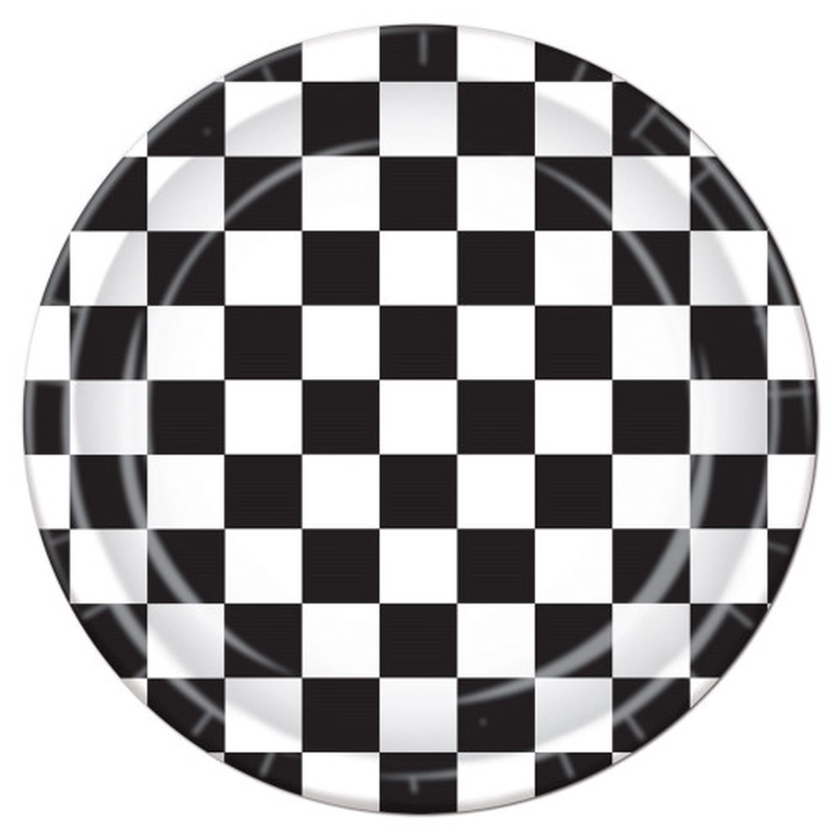 Disposable Round Checkered Party Dinner Plates - 9" - Black and White - Pack of 96