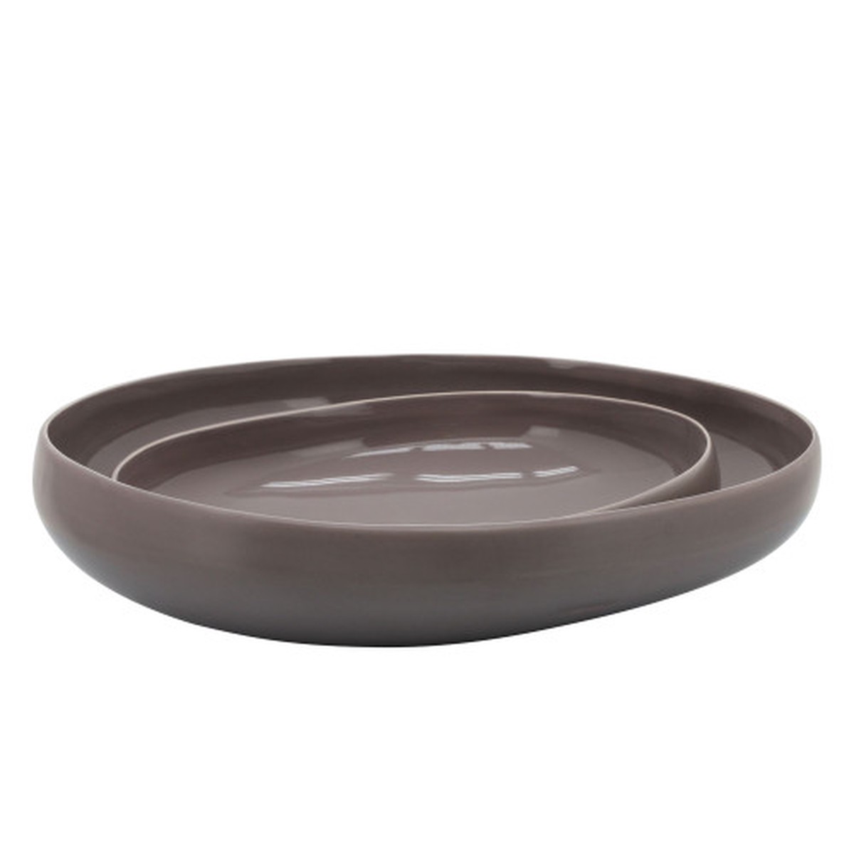 Hand Painted Ceramic Bowls - 15" - Purple - Set of 2