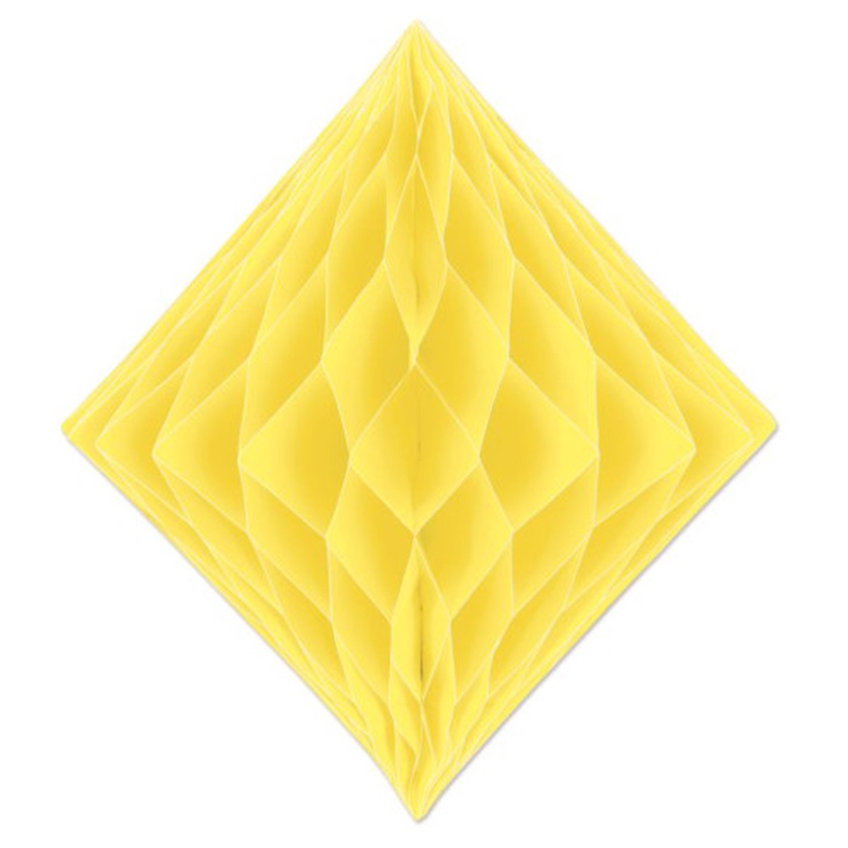 Honeycomb Tissue Diamond Hanging Decorations - 12.5- Yellow - Pack of 12