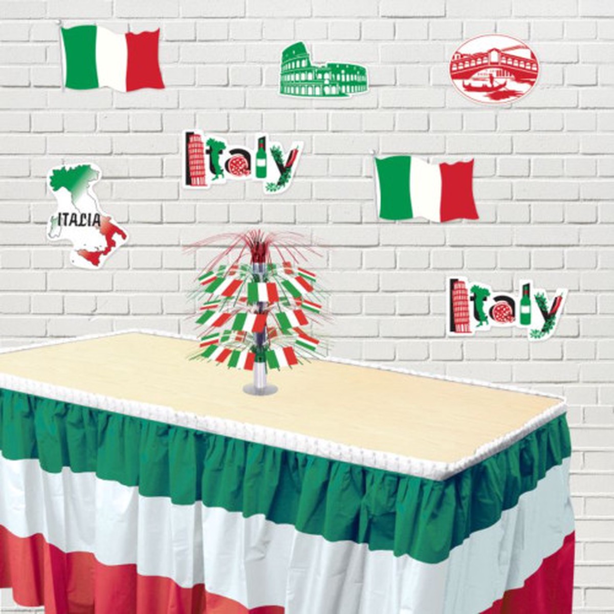 Italian Decorative Plastic Table Skirts - 14' - Pack of 6