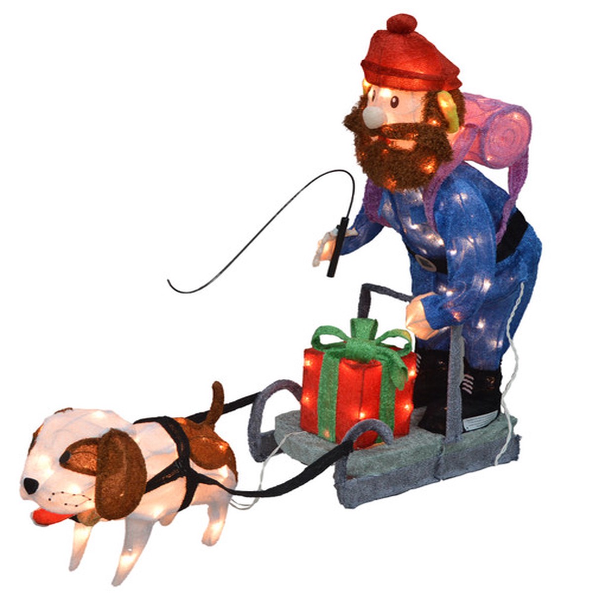 Lighted Yukon Cornelius on Dog Sled Outdoor Christmas Decoration - 34" - Warm White