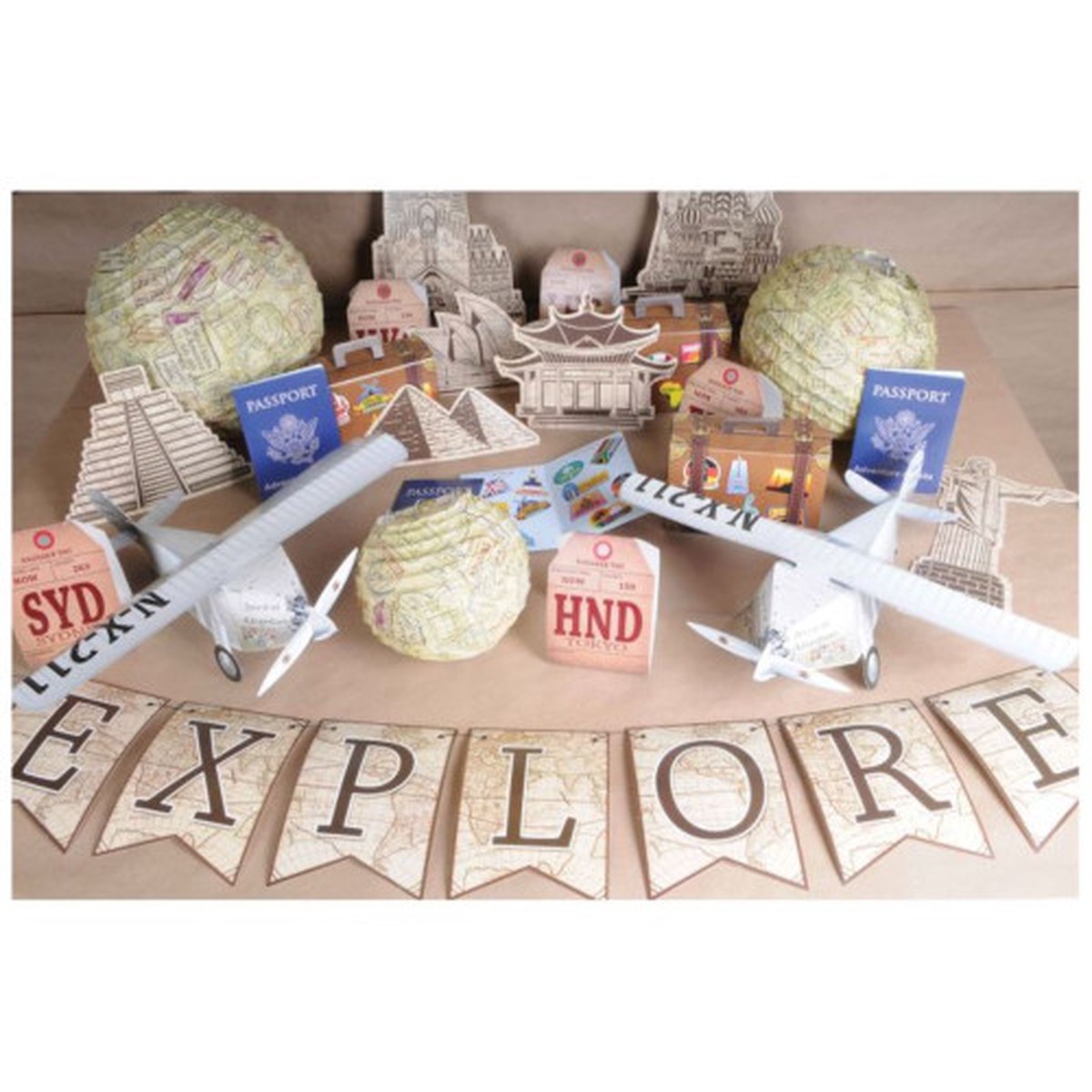 Luggage Favor Boxes with Stickers Party Decoration - 5.5" - Club Pack of 36