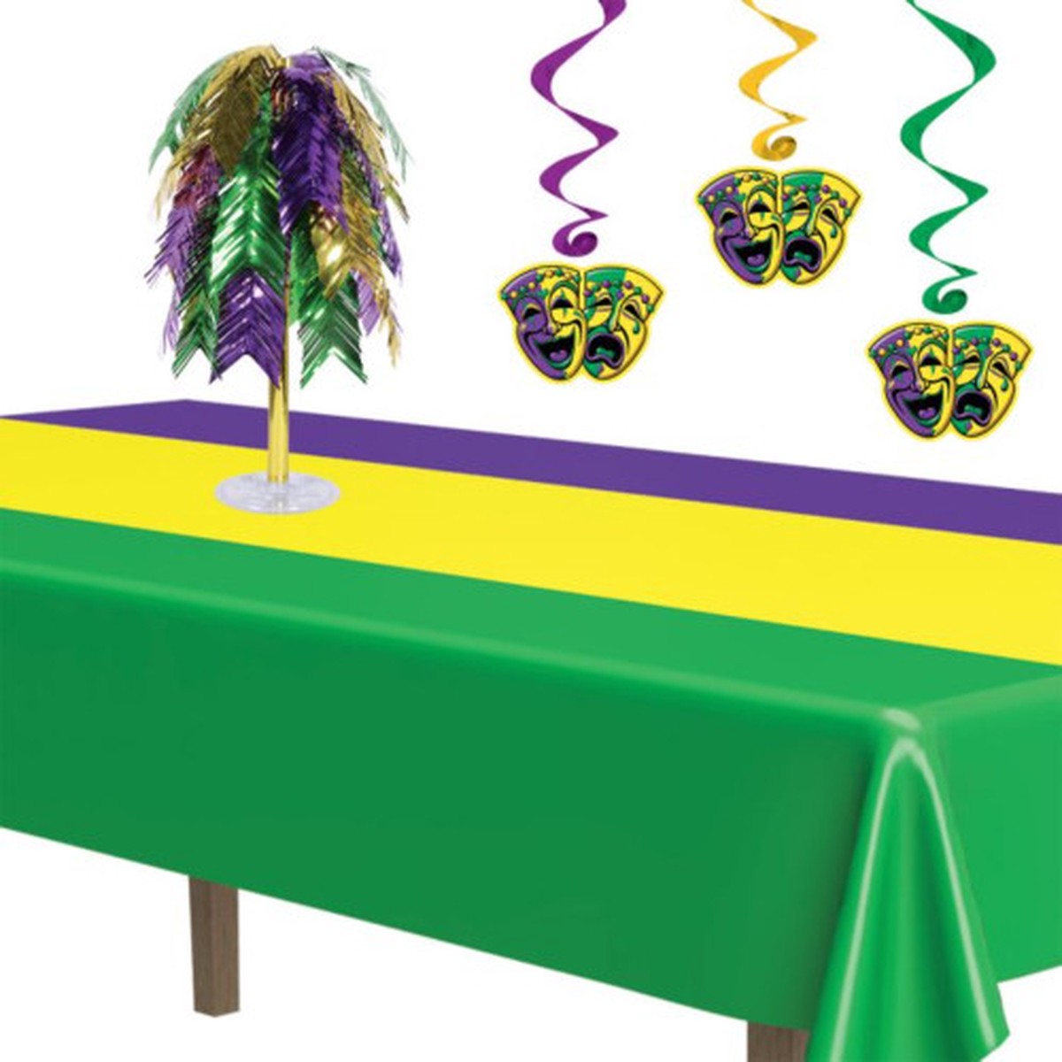 Mardi Gras Striped Disposable Tablecloth 108 Multicolor Pack of 12