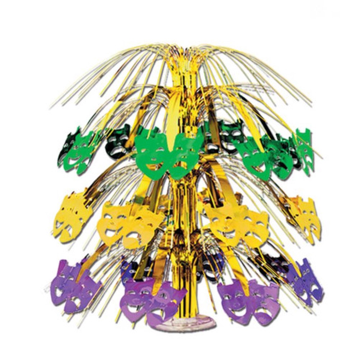 Metallic Mardi Gras Masks Cascading Party Centerpiece - 18" - Pack of 6