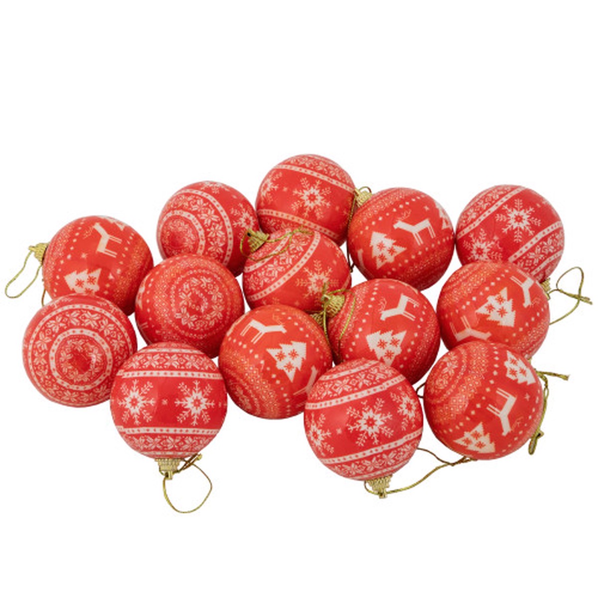Nordic Decoupage Christmas Ball Ornaments - 2.25" (60mm) - 14pc