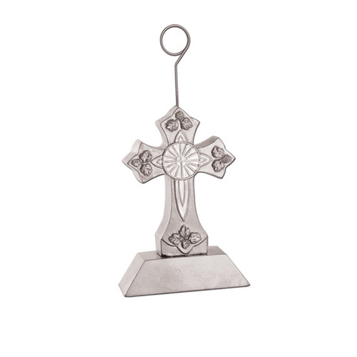 Pack of 6 Silver and White Cross Photo or Balloon Holder Party Decorations 6 oz