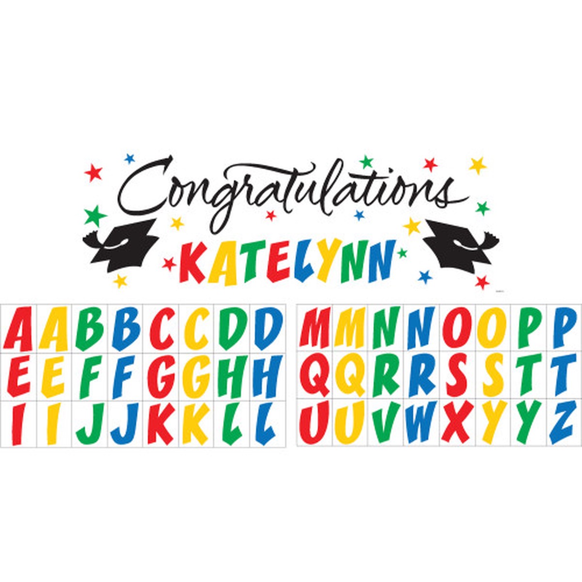 Pack of 6 Vibrantly Colored Congratulations Giant Party Banners with Alphabet Stickers 60"