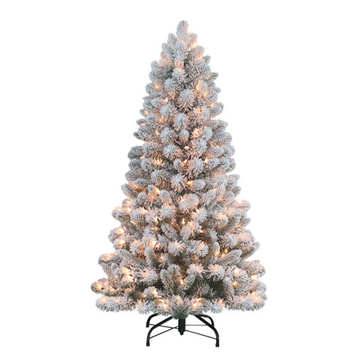 Pre-Lit Flocked Virginia Pine Artificial Christmas Tree - 4.5 - Clear Lights