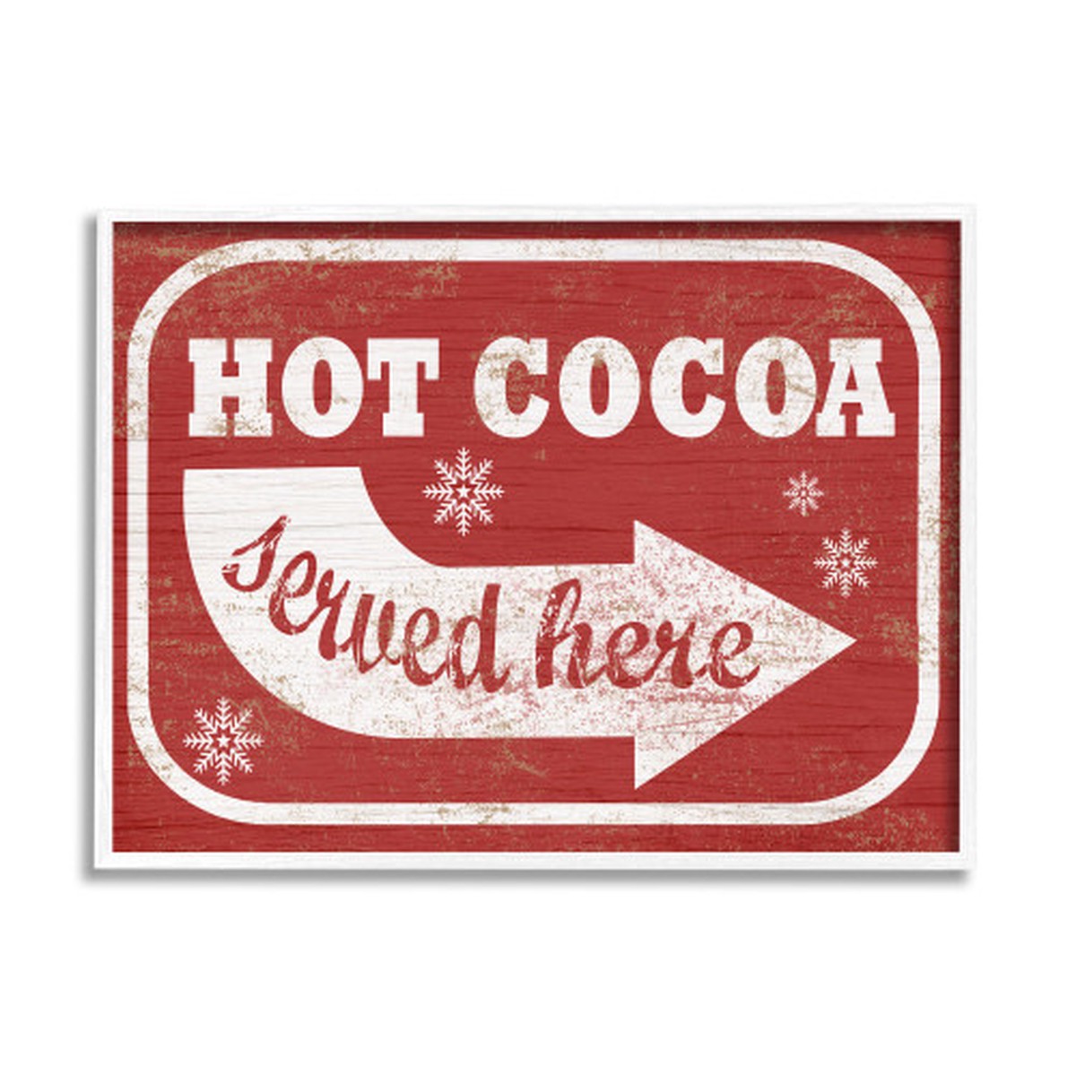 Red and White "Hot Cocoa Served Here" Framed Christmas Wall Art 24" x 30"